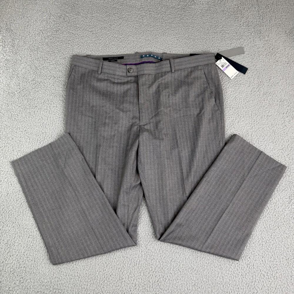 Perry Ellis Portfolio Striped Slate Verry Berry Dress Pants Men's 38x30